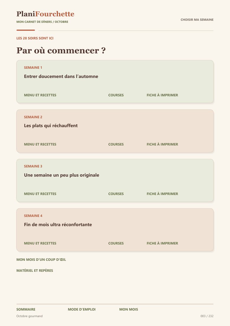 Sommaire des quatre semaines d’Octobre gourmand